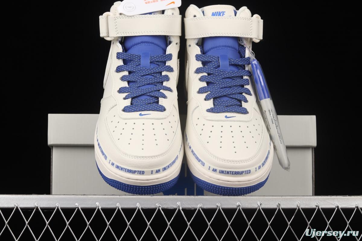 Uninterrupted x NIKE Air Forece 1107Mid MORE THAN Mibao Blue signature graffiti to help Mantianxing 3M reflective leisure board shoes NU3060-686