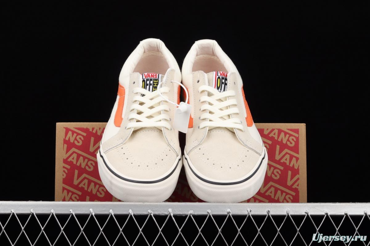 Vans Sk8-Low Reissue S classic white rice and white orange low-top leisure canvas vulcanized board shoes VN0A4UW14WU