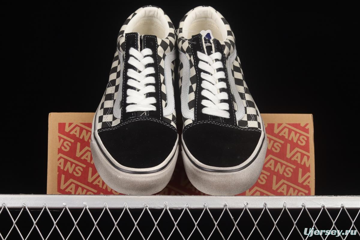 Vans Old Skool DX Anaheim black and white checkerboard old dirty low-top shoes VN0A38G2OAK