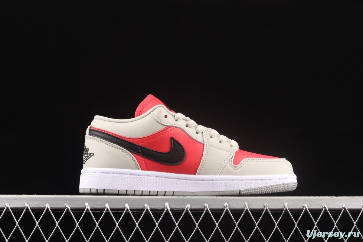 Air Jordan 1 Low Light Iron Ore siren red low-top cultural board shoes DC0774-060