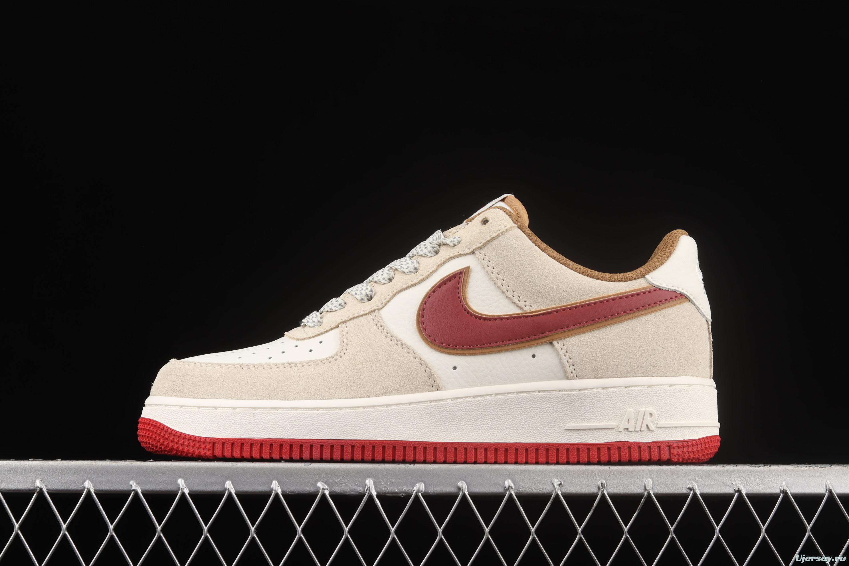 NIKE Air Force 1x07 SU19 rice white Chinese red suede low-top casual board shoes QZ3068-226