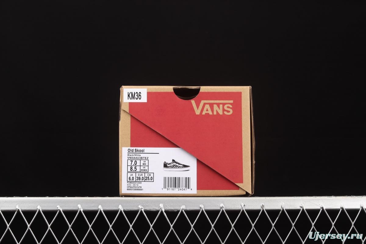 Vans Old Skool black checkerboard side printed striped letter low upper board shoes VN0A4U3BTEZ