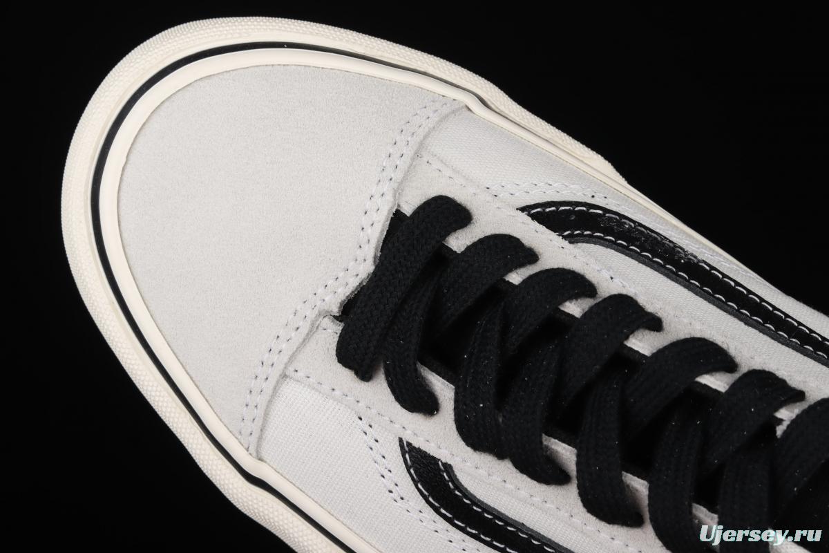 Vans Style 36 million gray rice white side stripes low-edge sports board shoes VN0A3MVLXGL