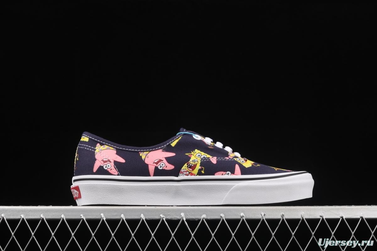 SpongeBob x Vans Comfycush Authentic 2021 joint color printing cartoon customized low-side vulcanized canvas leisure sports board shoes VN0A3WM7YZ1