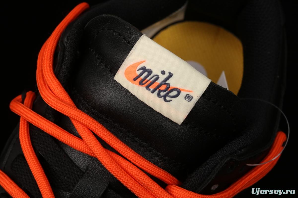 OFF-White x Futura x Nike DUNK Low Black Orange Tripartite name Black Orange Deconstruction Board shoes CT0856-005X