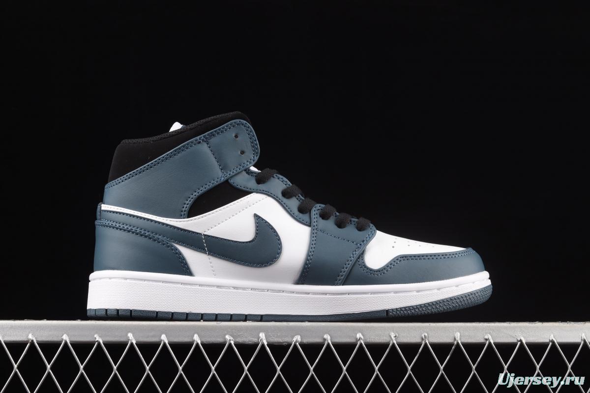 Air Jordan 1 Mid Dark Teal Qinglan Zhongbang basketball shoes 554724-411