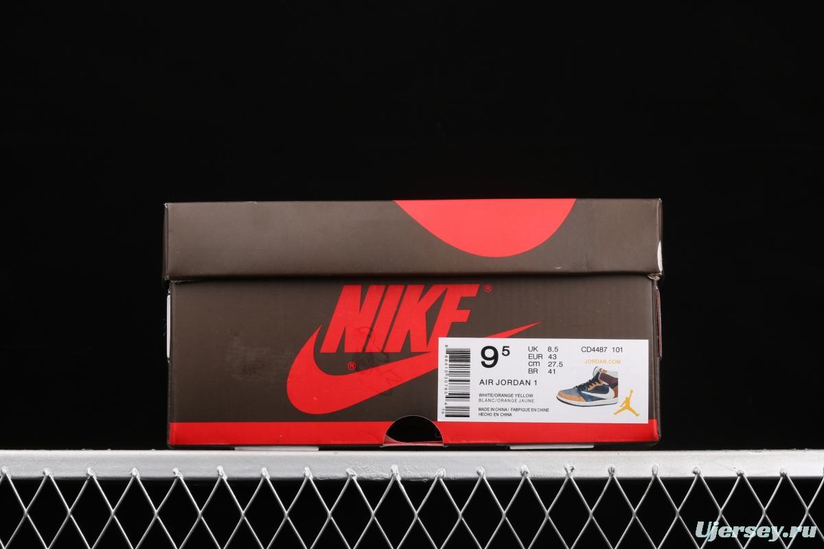 Travis Scott x Air Jordan 1 High OG mandarin duck barb CD4487-101