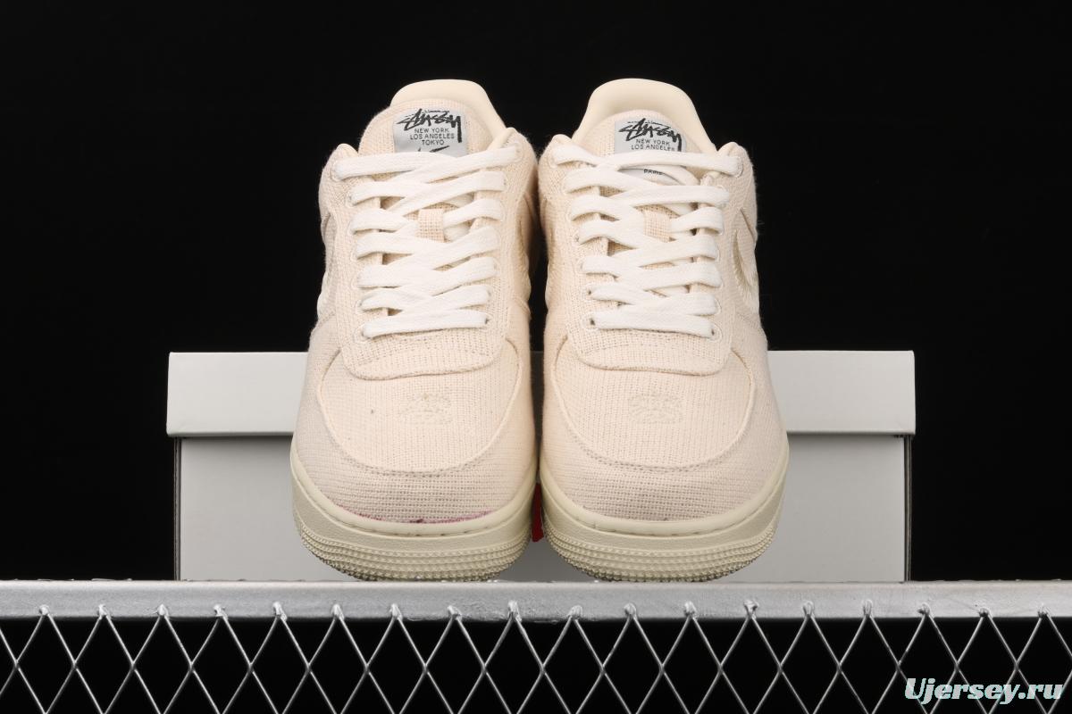 Stussy x NIKE Air Force 1 Low Black Cool Air Force low upper white linen electric embroidered hook low upper board shoes CZ9087-200