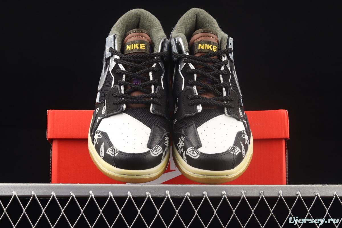 NIKE DUNK Scrap stitching and stitching low upper skateboard shoes black gray silver DB0500-200