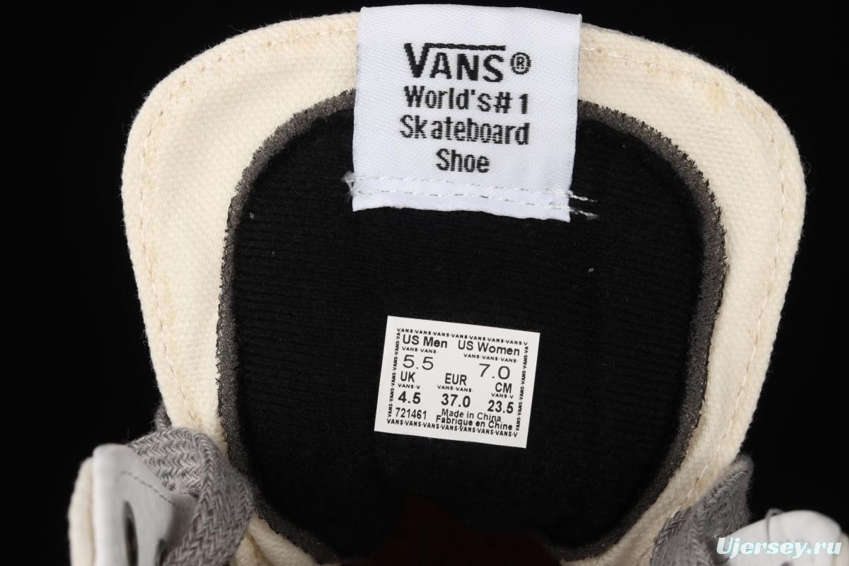 Vans Sk8-Hi Authentic rice white rubber backing cork cushion canvas high upper board shoes VN0A4RWY20F