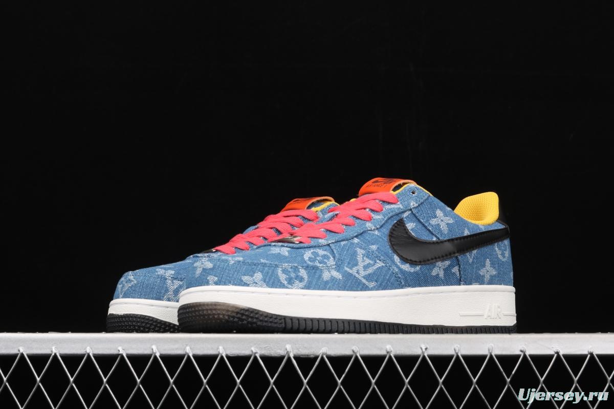 NIKE Air Force 1y07 Levitte denim series LV co-named leisure sports board shoes 315111-222,