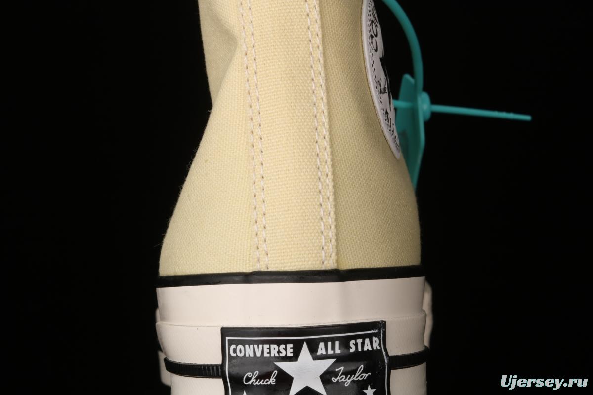 Converse 70s spring new color environmental protection cream yellow high top leisure board shoes 170795C