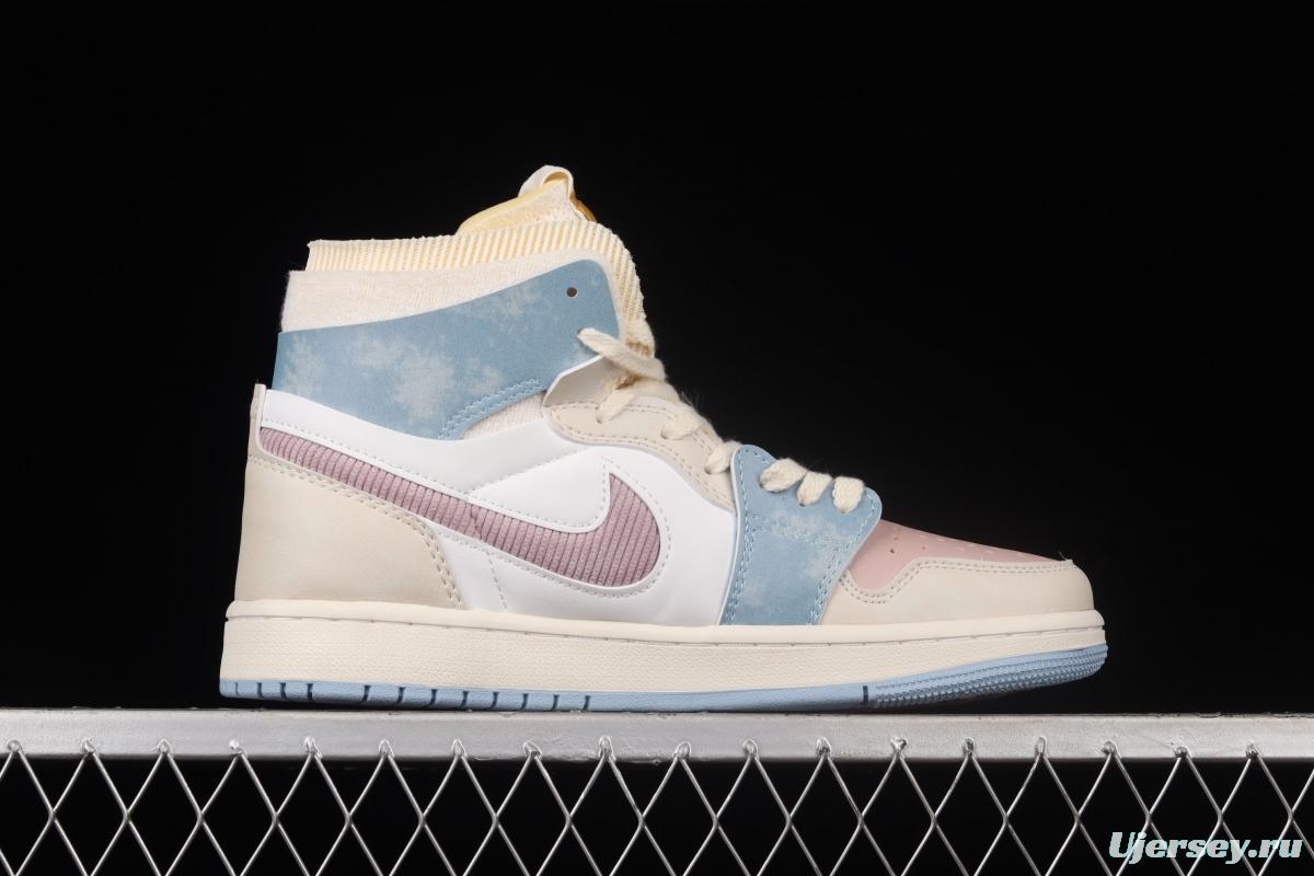Air Jordan 1 Zoom CMFT Celestine Blue macaron rice powder DQ5092-651