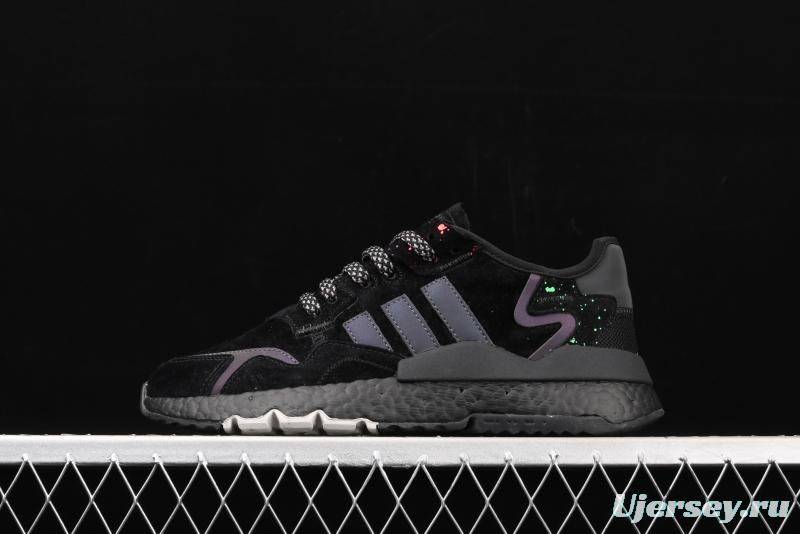 Adidas Nite Jogger 2019 Boost EG7666 suede stitching 3M reflective vintage running shoes