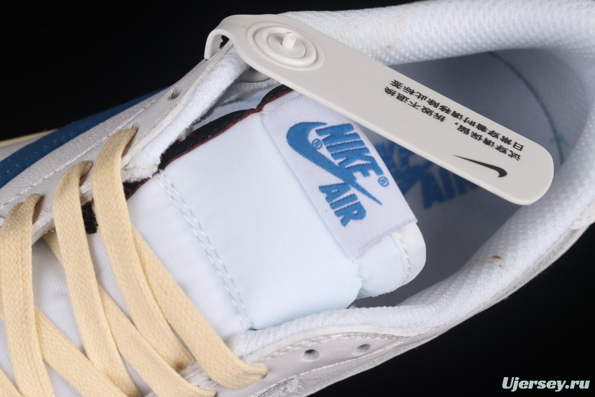 Travis Scott x Air Jordan 1 Low raw rubber white and blue barb low-top cultural sneakers CQ3277-100