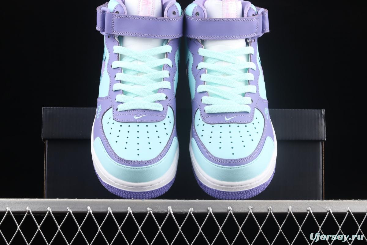 NIKE Air Force 1 Mid sells blue and purple color Zhongbang leisure board shoes CV3039-107overseas