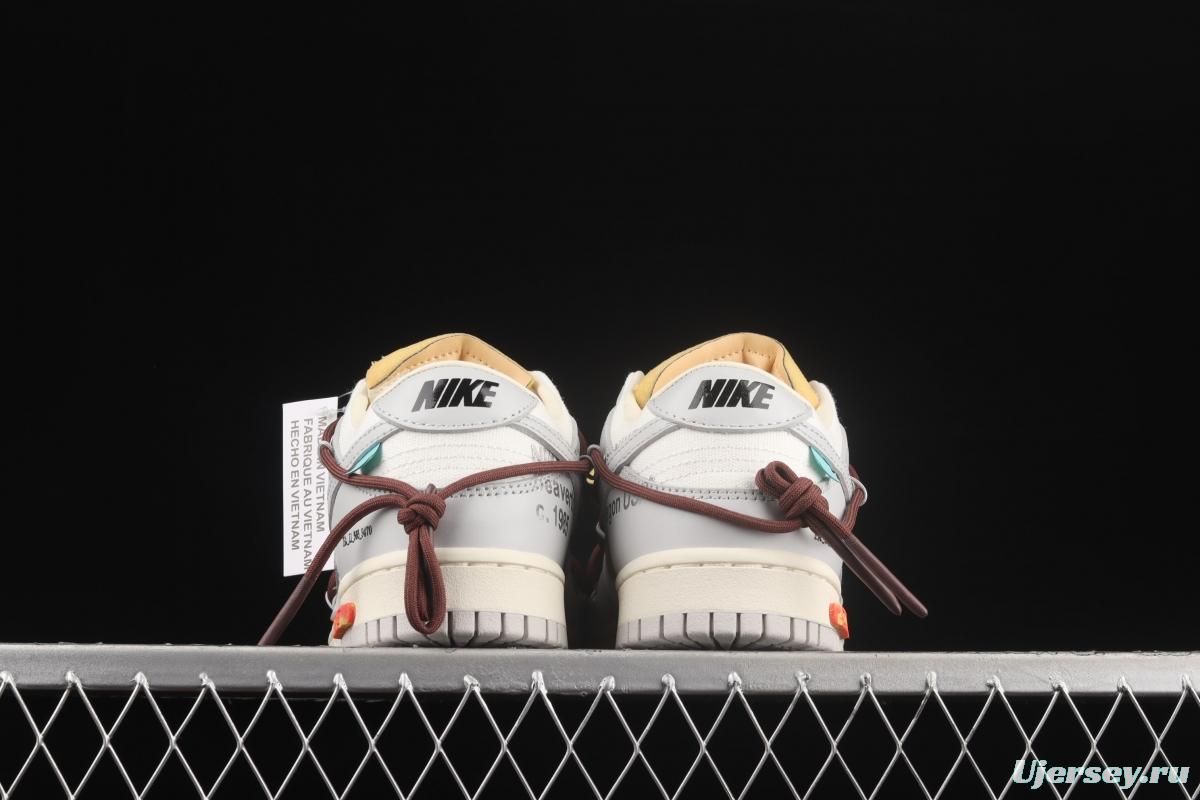 OFF-White x NIKE DUNK Low OW white gray leisure sports skateboard shoes DM1602-102