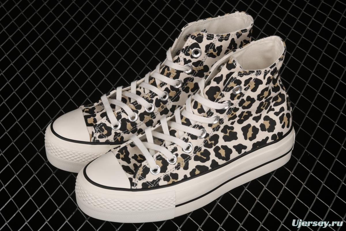 Converse All Star Lift classic leopard print thick-soled high-upper canvas shoes 570915C