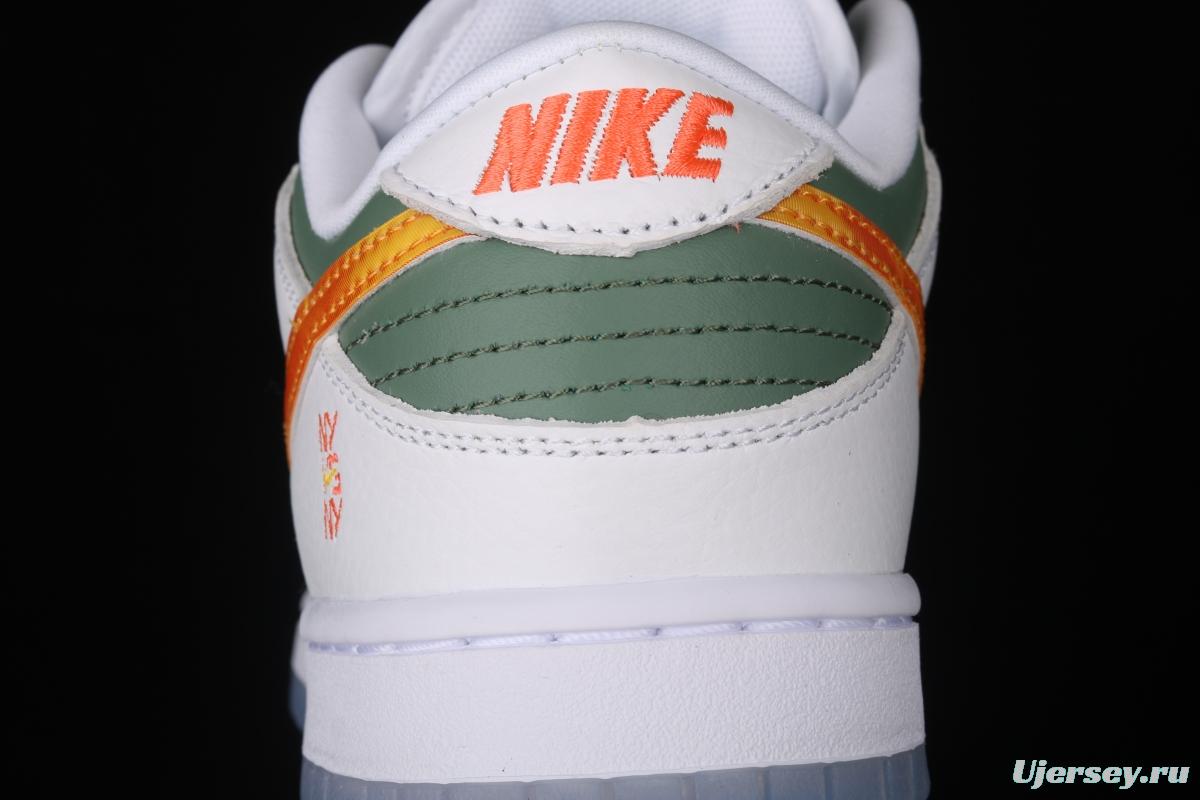 NIKE DUNK Low NY vs NY New York street basketball co-name matching white, green and orange fashion leisure board shoes DN2489-300