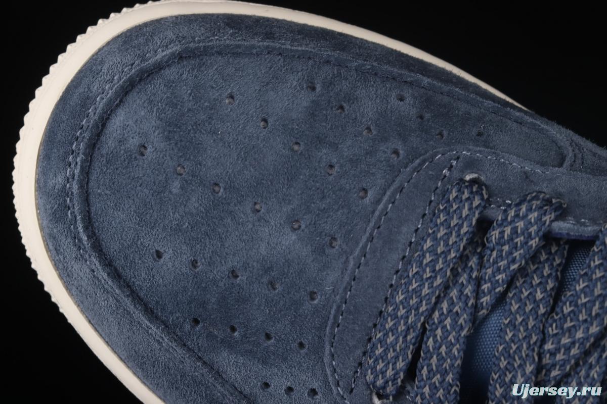 NIKE Air Force 1' 07 Mid dark blue suede 3M reflective mid-finish casual board shoes AA1118-007
