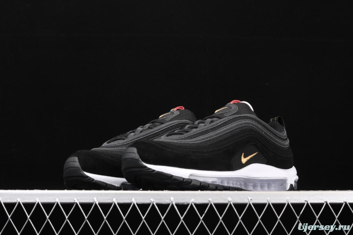 NIKE Air Max 97 QS Olympic black gold 3M reflective bullet air cushion running shoes CI3708-001