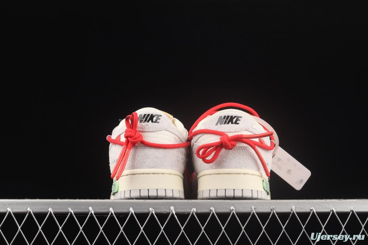 OFF-White x NIKE DUNK Low OW white gray leisure sports skateboard shoes DJ0950-118