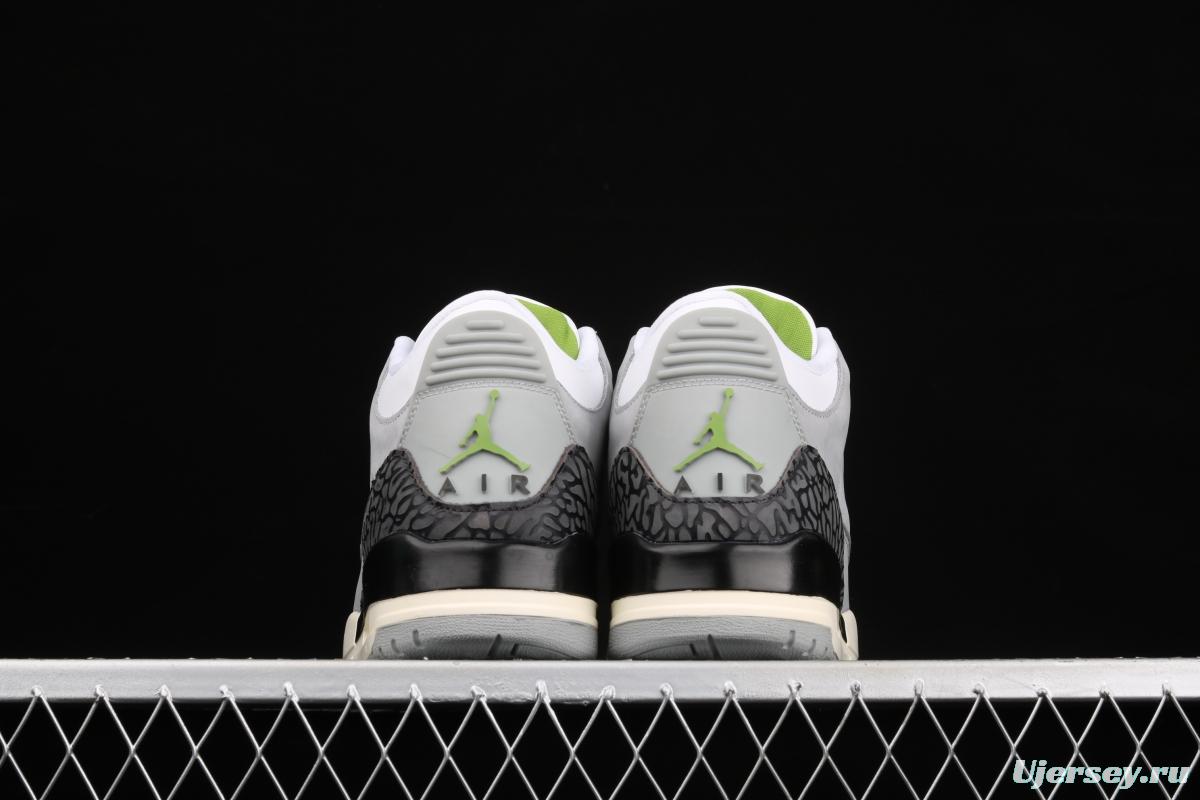 Air Jordan 3 Retro Chlorophyll AJ3 Joe 3 chlorophyll Gray Green manuscript 136064-006