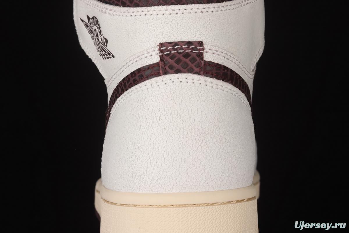 A Ma Maniere x Air Jordan 1 High OG co-branded snakeskin high top basketball shoes DO7097-100
