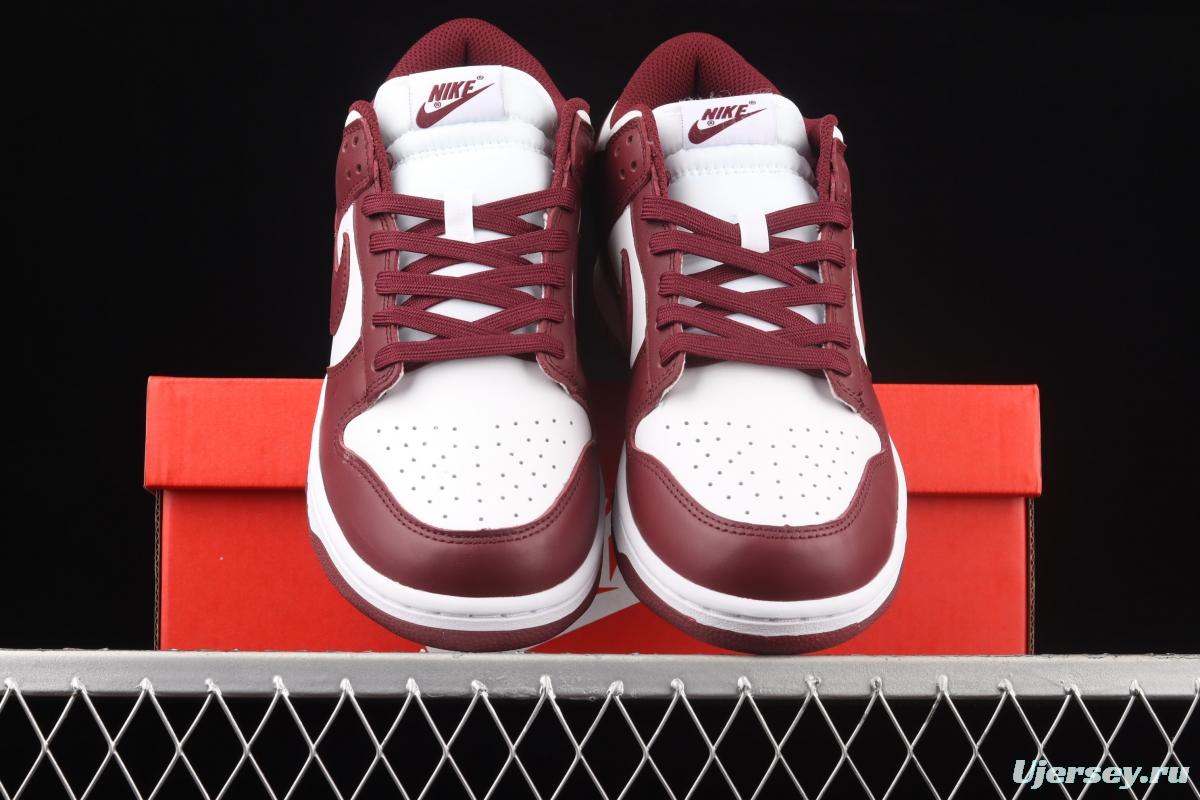 NIKE SB DUNK Low Prm wine red and white color SB buckle rebound fashion leisure board shoes DD1503-108