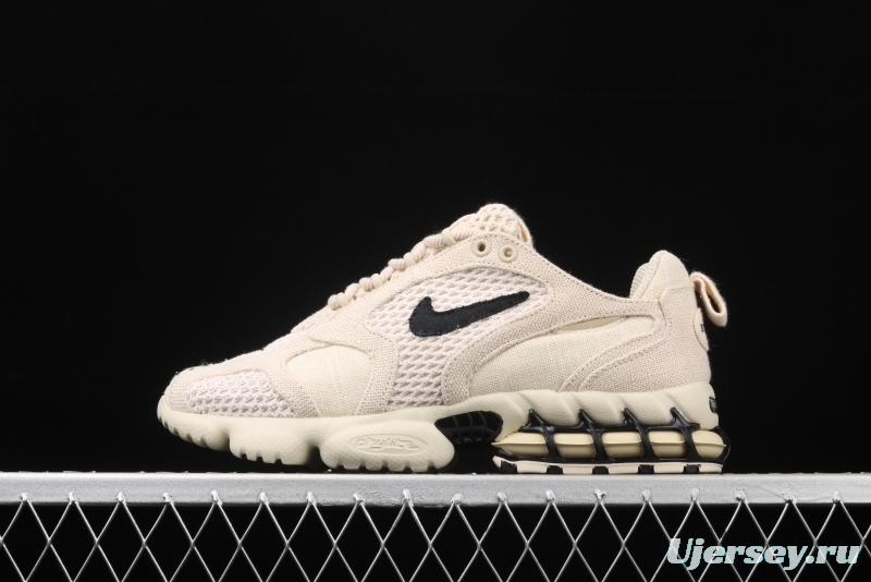 Stussy x NIKE Air Zoom Spiridon Caged 2 Spieli prison East cage 2 generation milky white linen black cloth CQ5486-200