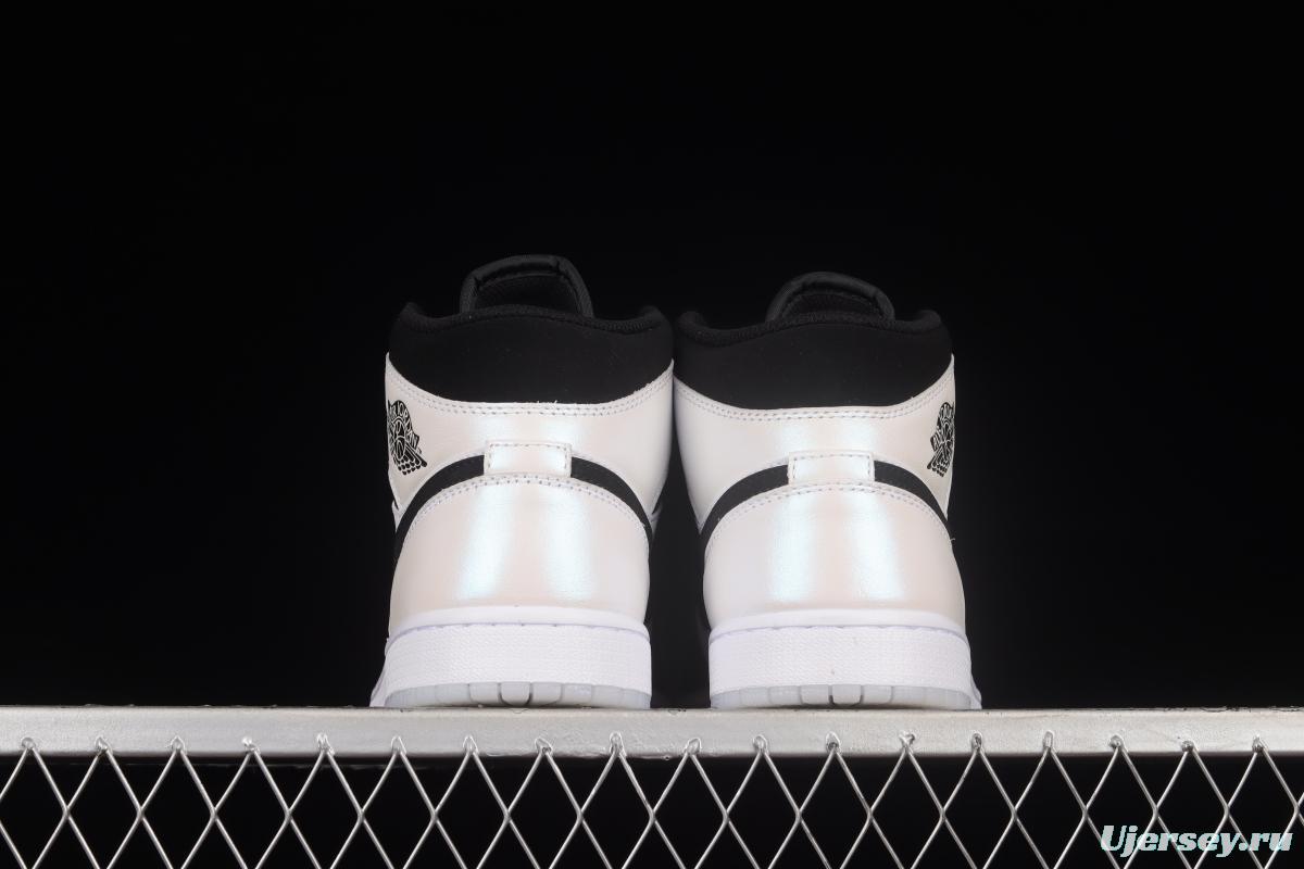Air Jordan 1 Mid Diamond Shorts Pearl White Black Panda DH6933-100