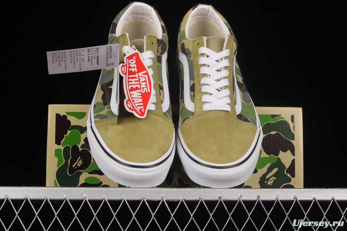 Bape x Vans Old Skool ape head joint camouflage low-top canvas shoes VN0A54F37BE