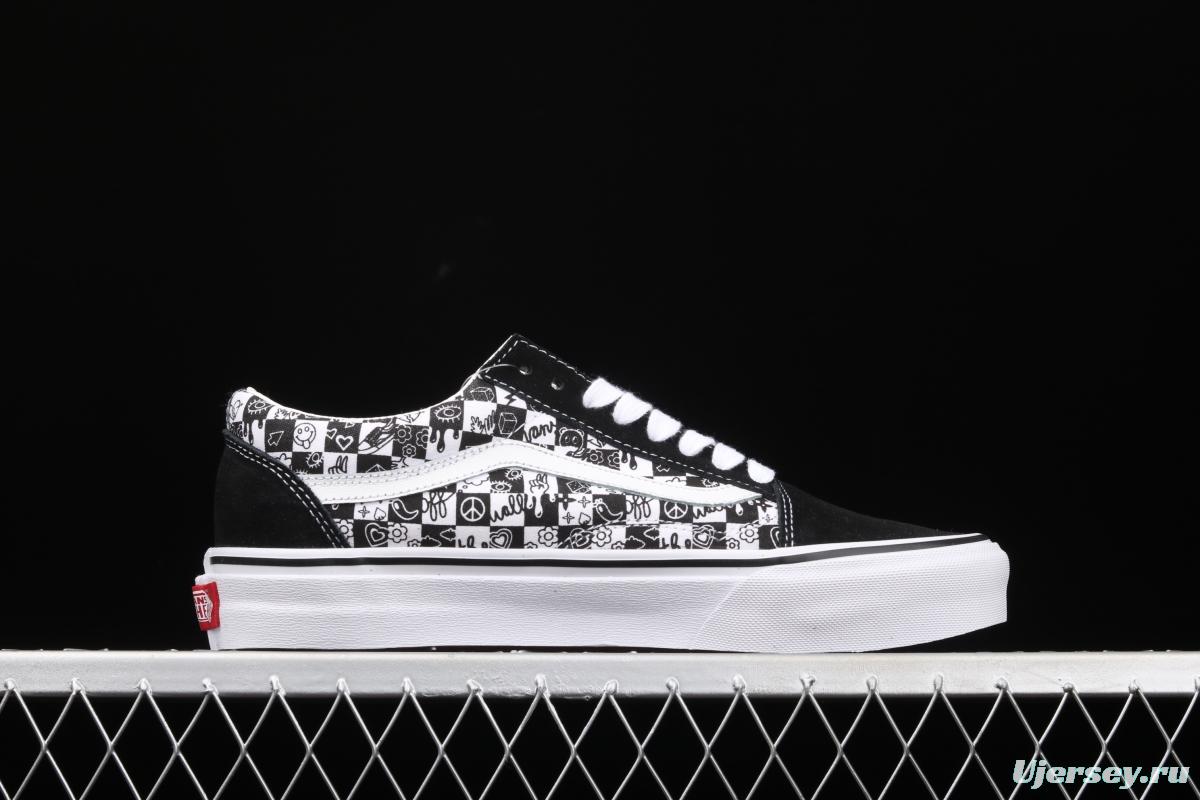 Vans Old Skool Vance black and white graffiti printed low upper canvas board shoes VN000D3HY28