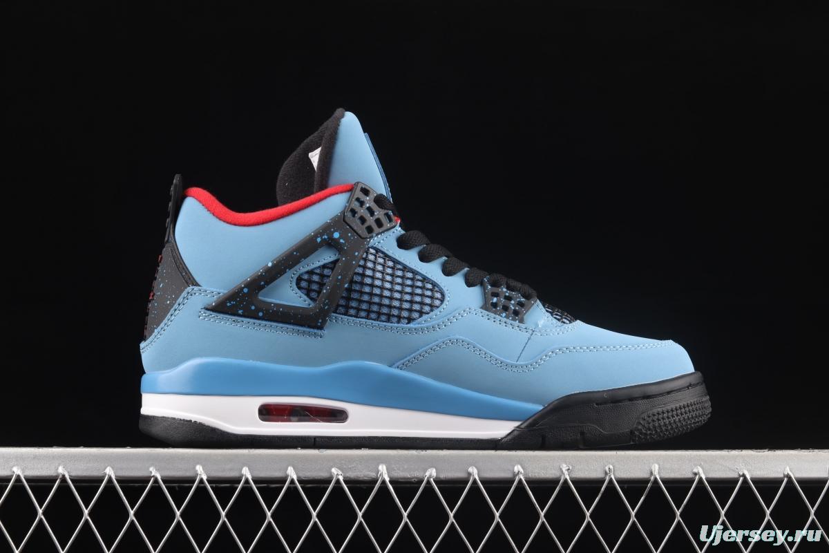 Travis Scott Cactus Jack x Air Jordan 4 Joe 4 AJ4 joint suede blue headcoat genuine standard 308497-406