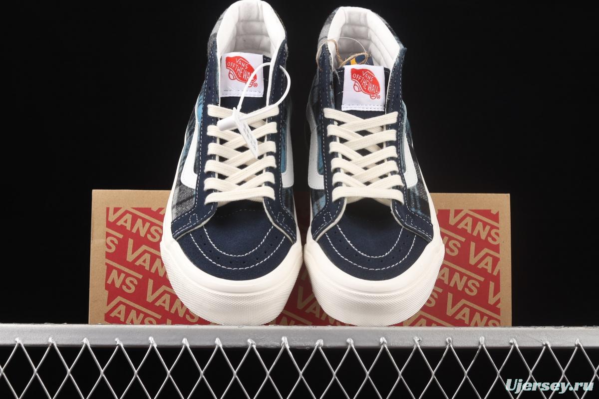 Vans Sk8-Hi 38 Dx Pendleton co-named blue plaid high-top casual board shoes VN0A38GF9GS