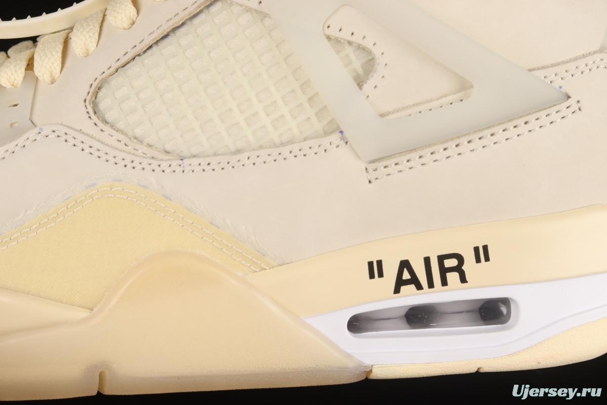 OFF-White x Air Jordan 4 Retro Cream/Sail retro leisure sports culture basketball shoes CV9388-100