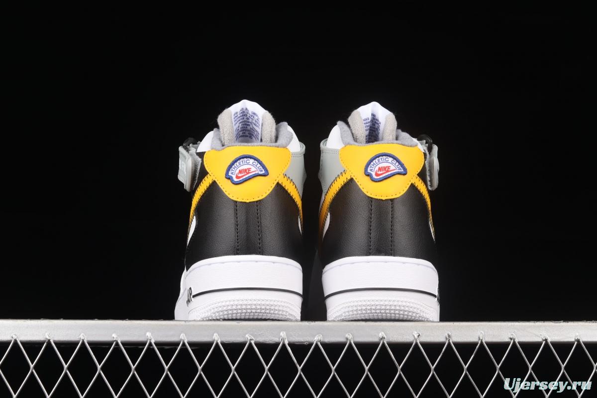 NIKE Air Force 1 Mid Athletic Club white and yellow medium-top casual board shoes DH7451-101