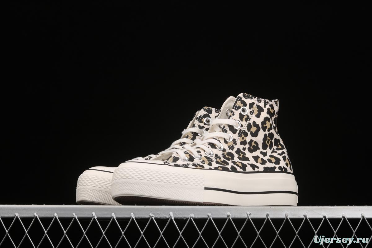 Converse All Star Lift classic leopard print thick-soled high-upper canvas shoes 570915C