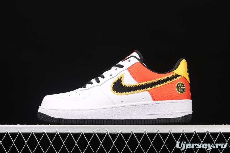 NIKE Air Force 1x07 Low black and white embroidered low-top casual board shoes CU8070-100