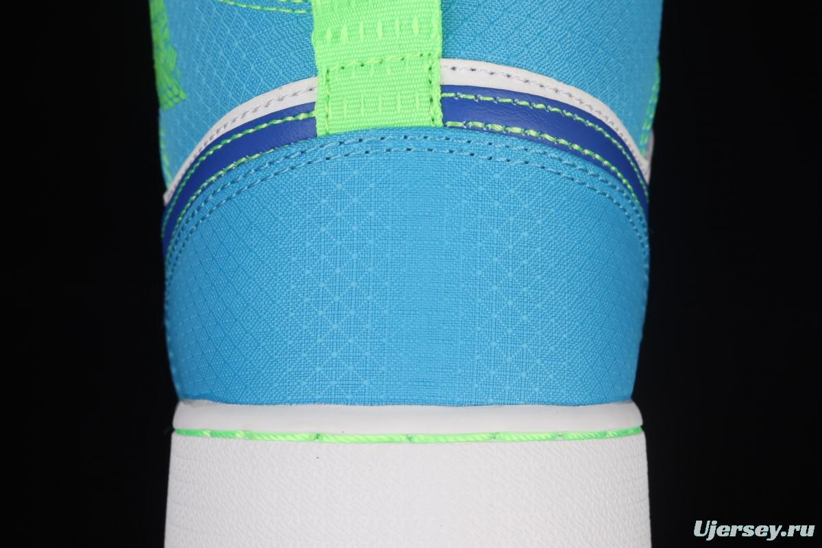 Air Jordan 1 Mid blue and green Chinese culture basketball shoes DA8010-400
