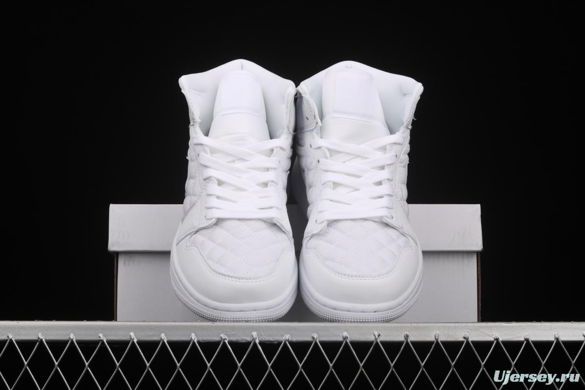 Air Jordan 1 Mid Quilted White Little Chanel Leisure Sport Board shoes DB6078-100