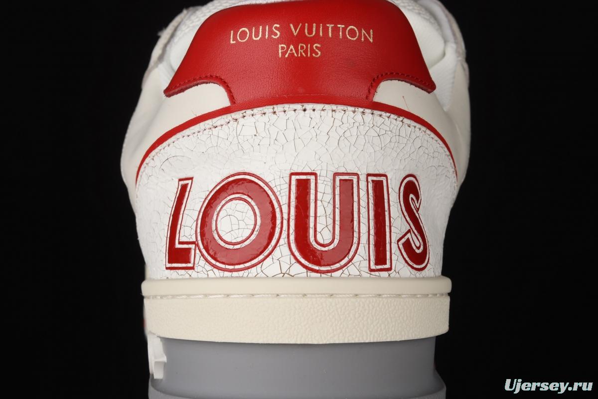 Authentic LV 2021ss early spring fashion catwalk sneakers White Red