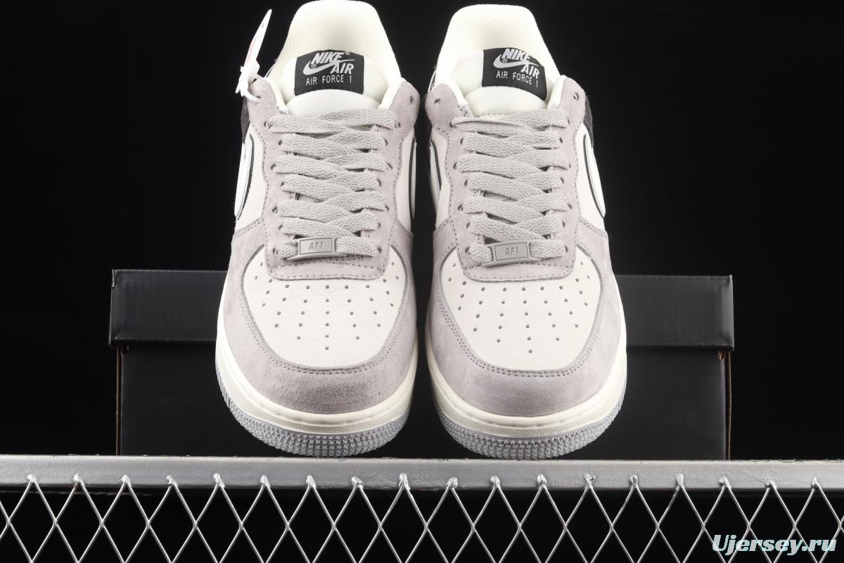 NIKE Air Force 11607 Low white and gray stitched suede color matching low-top casual board shoes DW0831-896