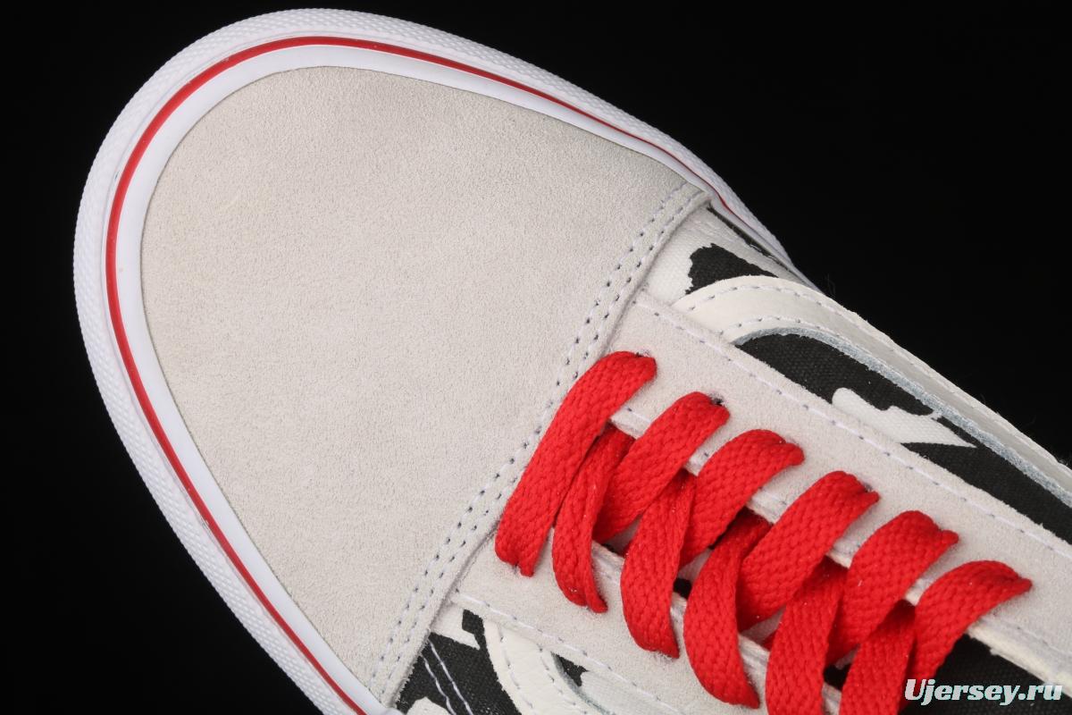 Vans Old Skool customized electric embroidery version of milk white cow low-side vulcanized skateboard shoes