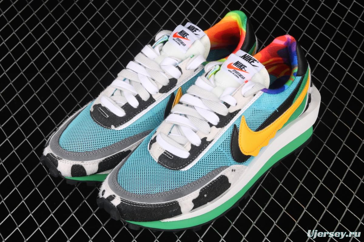 Ben & Jerry's x Sacai x NIKE LVD Waffle Daybreak co-signed catwalk style double hook Swoosh running shoes CN8899-006