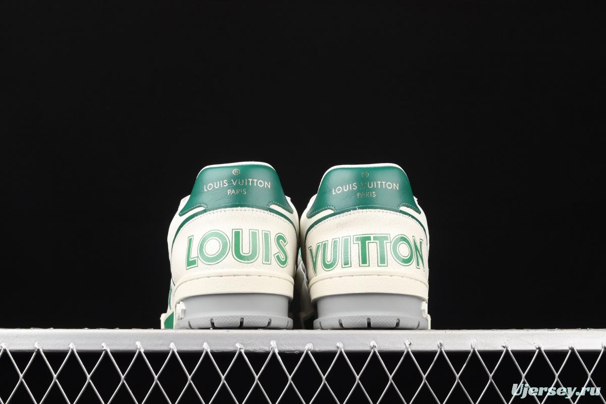 Authentic LV 2021ss early spring fashion catwalk sneakers 410N White Green