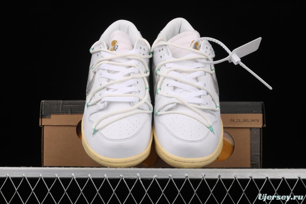 OFF-White x NIKE DUNK Low 04 of 50 OW white gray leisure sports skateboard shoes DM1602-127,