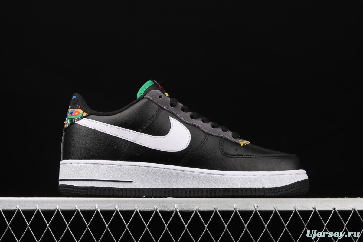 NIKE Air Force 1x07 Low black and white embroidered low-top casual board shoes DC1483-001