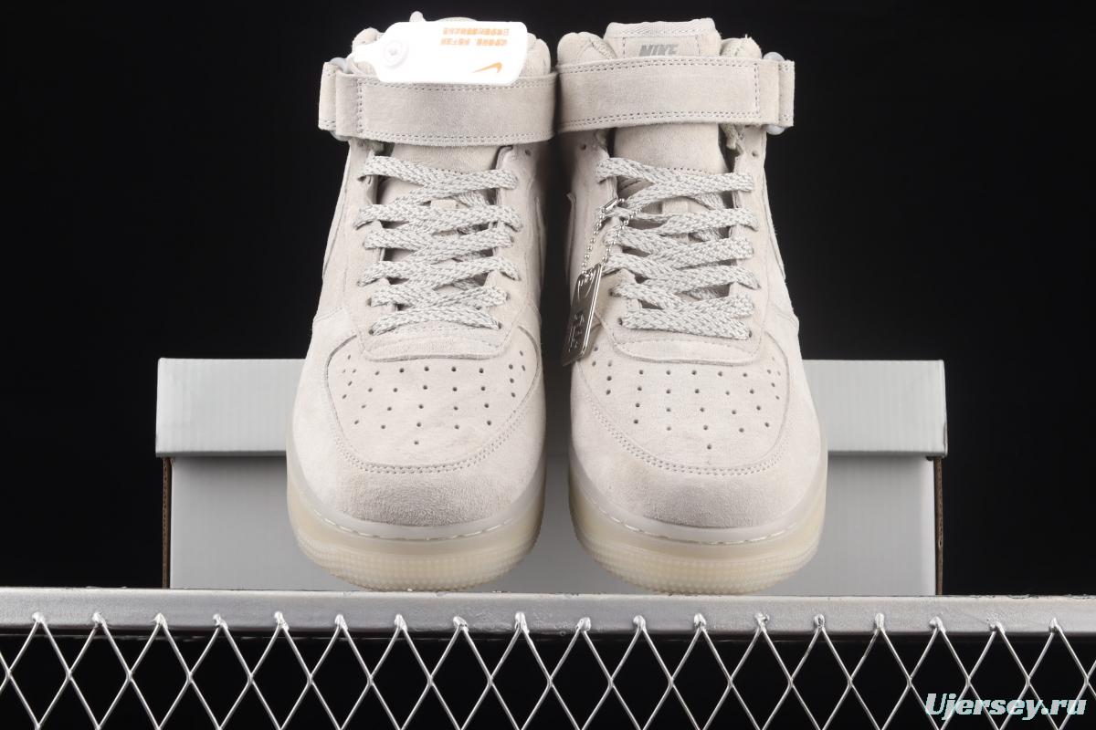 Reigning Champ x NIKE Air Force 1' 07 Mid defending champion suede gray 3M reflective sports leisure board shoes GB1119-198