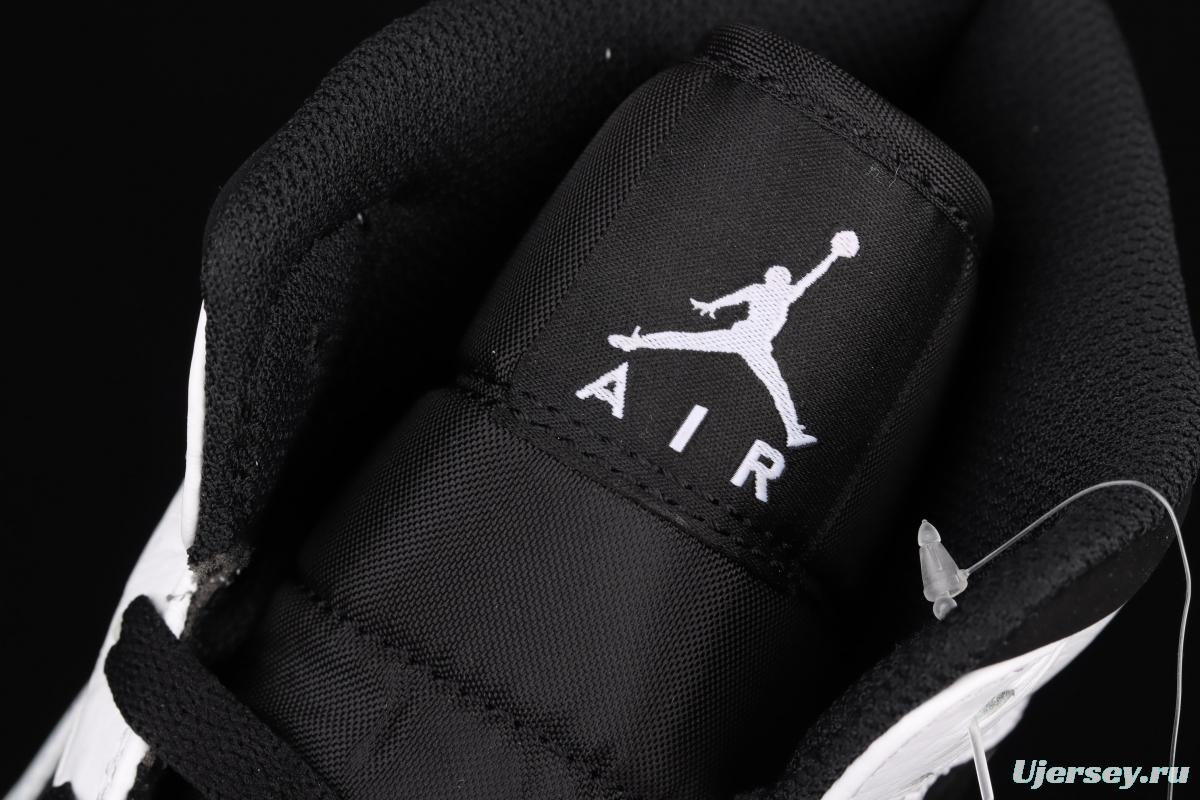 Air Jordan 1 Mid black and white panda basketball shoes 554724-113